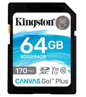 Карта памяти Kingston 64GB SDXC C10 UHS-I U3 R170/W70MB/s (SDG3/64GB)