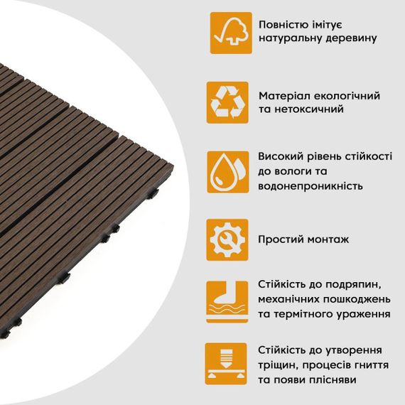 Композитна плитка WPC венге 30*30CM*2СM (D) SW-00001709 | Зображення 4