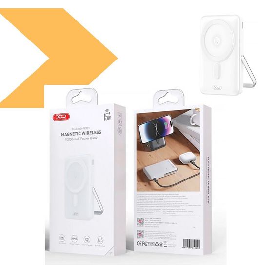 Power Bank XO PR233 магнітний 10000mAh швидка зарядка PD30W бездротова 15W з U-подібною підставкою (47014-XO PR233_1063) | Зображення 1