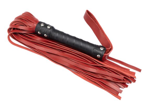 Флоггер из натуральной кожи Flirty Leather - Black & Red, BG-00004 Sex Aura | Зображення 2