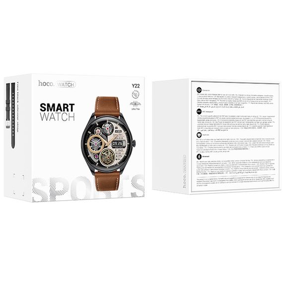 Смарт-годинник Hoco Smart Watch Y22 Amoled Smart sports watch (call version) Black | Зображення 1