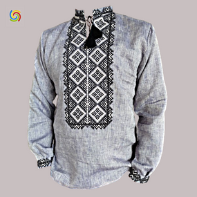 Рубашка Украинская вышиванка  32987 цвет серый размер S/M