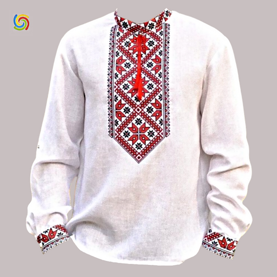 Рубашка Украинская вышиванка  314312 цвет белый размер XS/S
