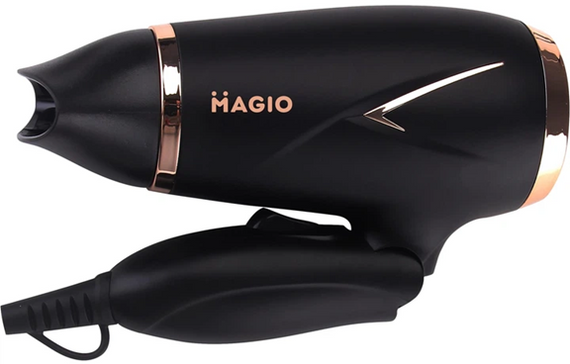 Дорожный фен Magio MG-165 со складывающейся ручкой 2 скоростями 3 температурными режимами и насадкой-концентратором 1200 Вт Черный | Зображення 1