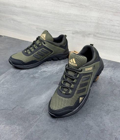 Літні кросівки Adidas сітка колір олива | Зображення 4