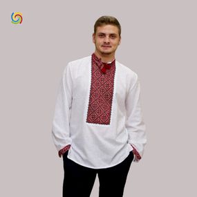 Рубашка Украинская вышиванка 00039 цвет белый размер XL/XXL