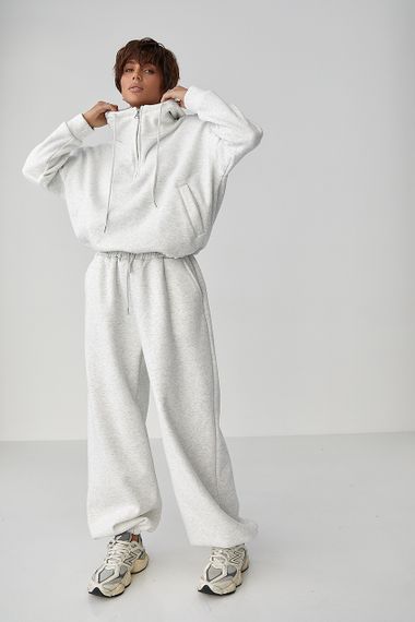 Спортивний костюм оверсайз із плюшевим начосом - світло-сірий цвет, L/XL (є розміри)