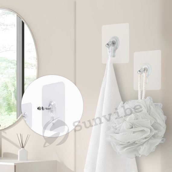 Кріплення самоклейні, міцні без свердління, для дому, настінний гачок, SUNVIBE, комплект 4 шт. | Зображення 2