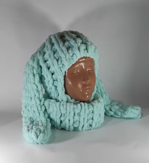 Балаклава колір 19 плюшева з вушками зайчика puffy | Зображення 1