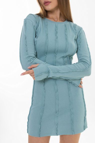 Платье со швами наружу 4Profi рубчик-стрейч голубое  размер S 26189 | Зображення 3