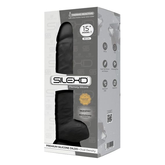 Фалоімітатор SilexD Kingston Black (MODEL 15in), двошаровий, силікон+Silexpan, діаметр 7 см Sex Aura | Зображення 3