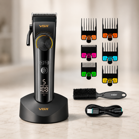 Машинка акумуляторна для стрижки VGR V-199 6 насадок, LED-дисплей 2500 mAh