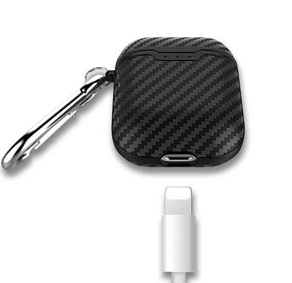 Силиконовый чехол Primo Carbon Fiber для AirPods 2 - Black | Зображення 1