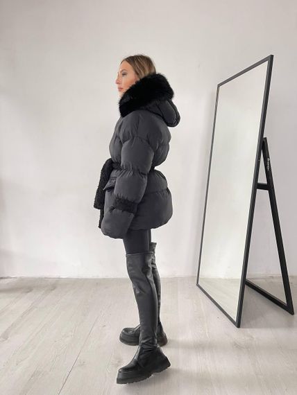 Женский пуховик Cresh Puffer со сьемным капюшоном черный M-L | Зображення 5