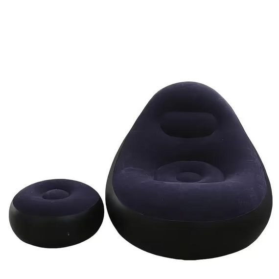 Надувний диван з пуфом Air Sofa / Надувне велюрове крісло з пуфом+насос Фіолетовий | Зображення 4