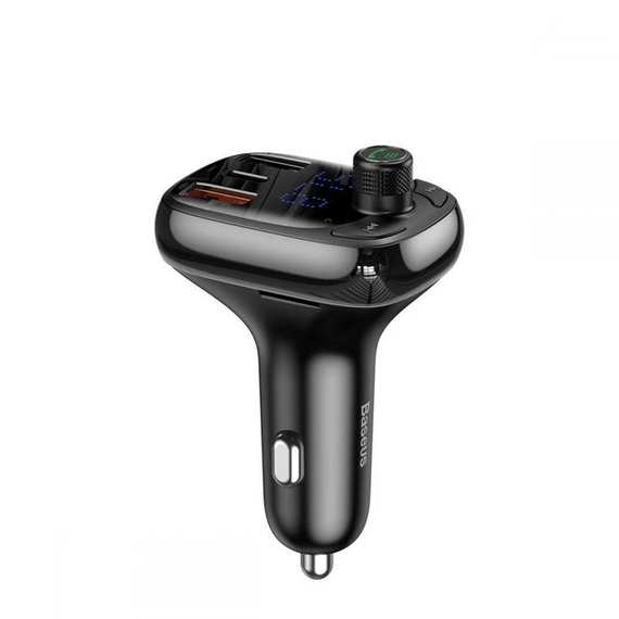 FM‑трансмітер Baseus FM Launcher S‑13 36W, Bluetooth 5.0, Type‑C + 2 USB (PD + QC3.0), чорний | Зображення 1