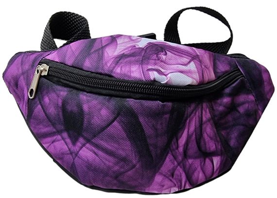 Сумка поясна бананка 4Profi Міні  з принтом "фіолетовий дим" з двома відділеннями