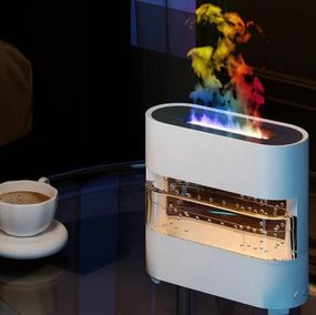 Зволожувач повітря з імітацією крапель дощу та ефектом полум'я з LED підсвічуванням (20см)