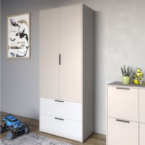 Шафа розпашна дводверна LION Краш з 2 шухлядами Кашемір/Німфея альба (білий) (LION-044006)
