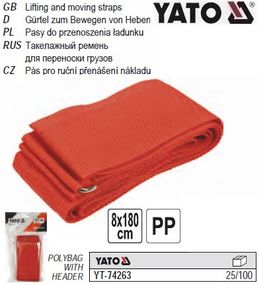 Ремінь для перенесення меблів YATO : для вантажу, ручка для перенесення, 8 x 180 см YATO-74263