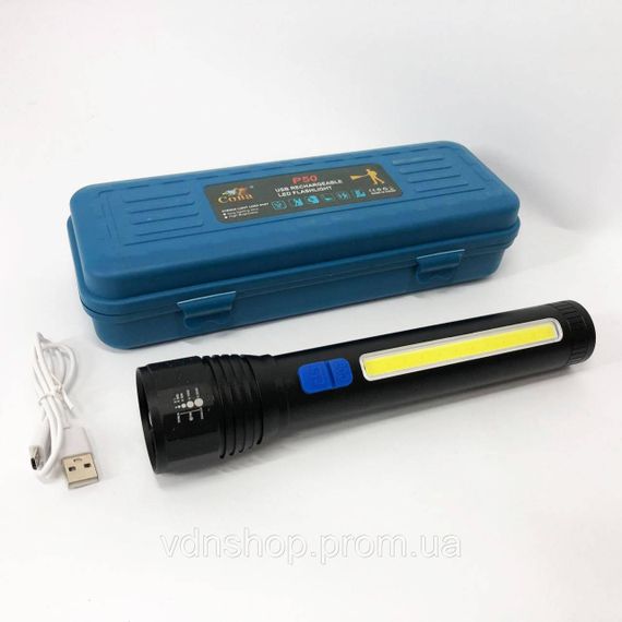 Светодиодный фонарик Аккумуляторный фонарь CB-C13-P50+COB, Портативный LED фонарь на батарее JT-97 | Зображення 8