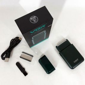 Акумуляторна чоловіча міні електробритва VGR V-390 для гоління бороди та вусів шейвер. EZ-896 Колір: зелений