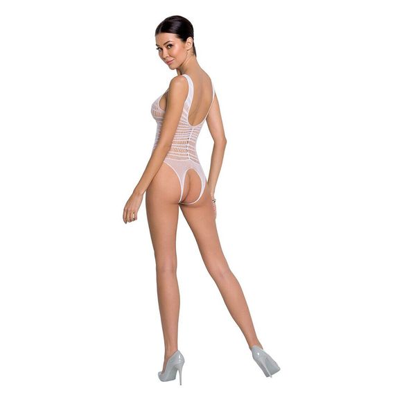 Бодістокінг з доступом Passion BS086 white, вертикальна сітка, виріз на спинці, One size | Зображення 3