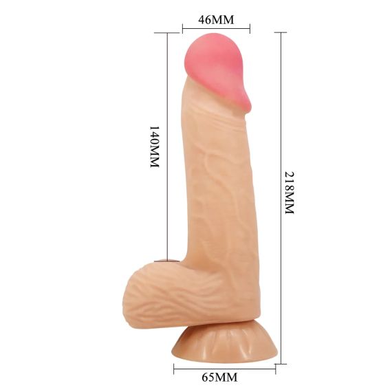 Фалоімітатор на присосці, з хребтом та ефектом ковзної шкіри LyBaile - Sliding Skin 8,1'' Flesh, BW-008106NRG Sex Aura | Зображення 8