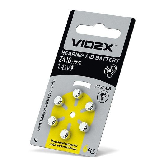 Батарейка с цинковым покрытием Videx ZA10 (PR70) BLISTER 6 | Зображення 1