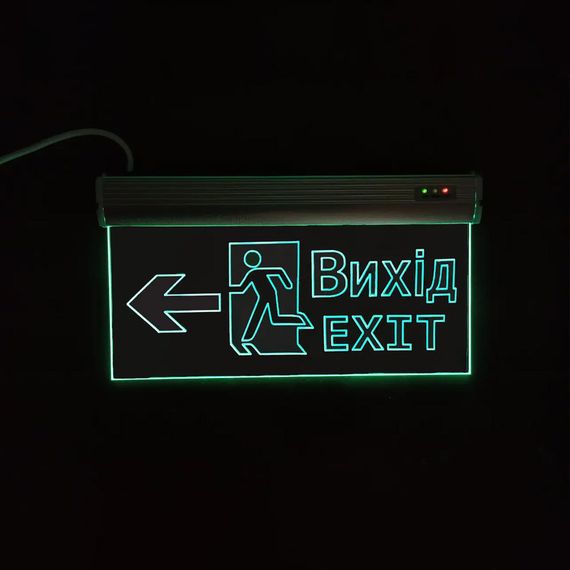 Светильник аварийный эвакуационный Вихід EXIT (двері ліворуч) S503 ACRYLIC LED 3W GRAVING Ny95000491