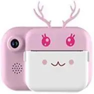 Розовый  Детский фотоаппарат C11 с экраном моментальной печати фото "Рожки"