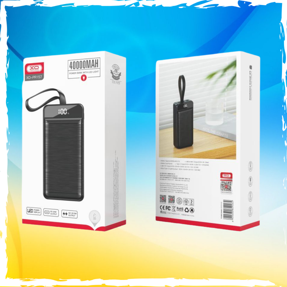 PowerBank 40000mAh XO-PR157. Павербанк, повербанк 40000. Швидка зарядка | Зображення 1