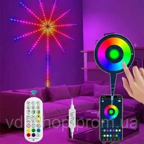 Світлодіодна RGB стрічка Феєрверк з пультом та Bluetooth від USB, 5V 213 LED