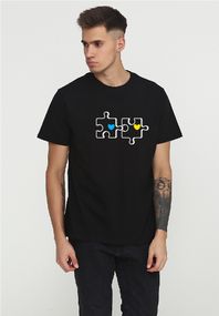 Футболка чоловіча чорна з принтом "Пазл", 2XL