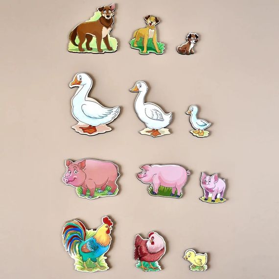 Деревянный пазл-вкладыш "Семья-домашние животные-2" Ubumblebees (ПСФ003) PSF003 больше-меньше | Зображення 3