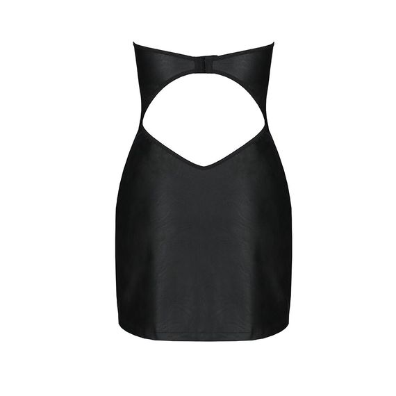 Мінісукня з екошкіри Passion CELINE CHEMISE black L/XL, шнурівка, трусики в комплекті | Зображення 5