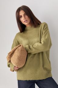 Жіночий джемпер із пухнастої пряжі - хакі цвет, ONE SIZE (є розміри)