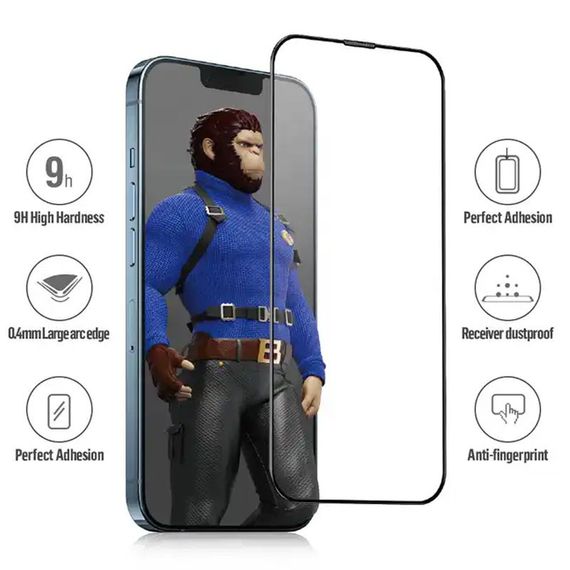 Захисне 2.5D скло Blueo Corning Gorilla Glass для Apple iPhone 15 Pro Max (6.7") Чорний | Зображення 1