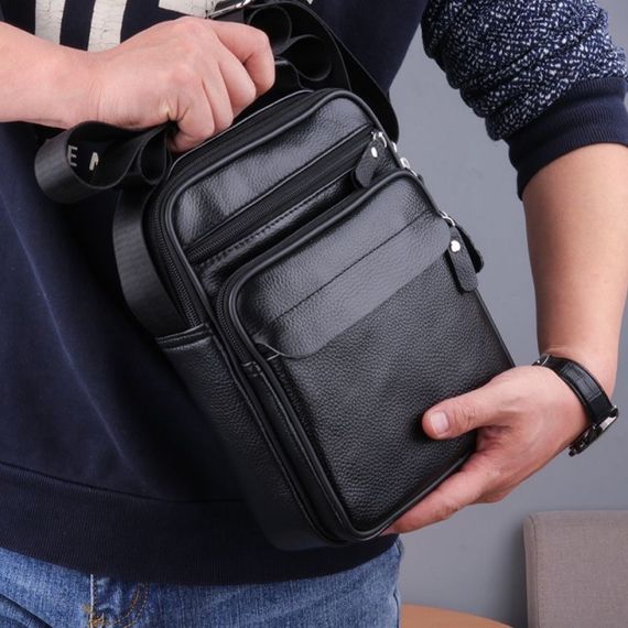 Чоловіча шкіряна барсетка через плече з ручкою чорна Bexhill Bx-66503 | Зображення 8