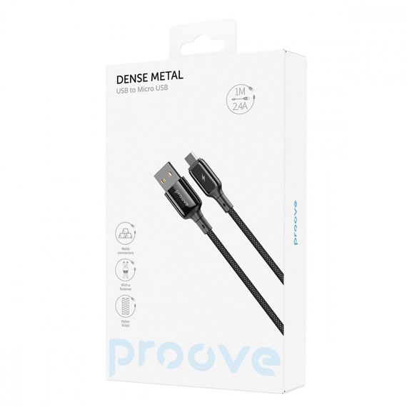 Кабель Proove Dense Micro USB 2.4A (1m), Белый, 1.0 м | Зображення 1