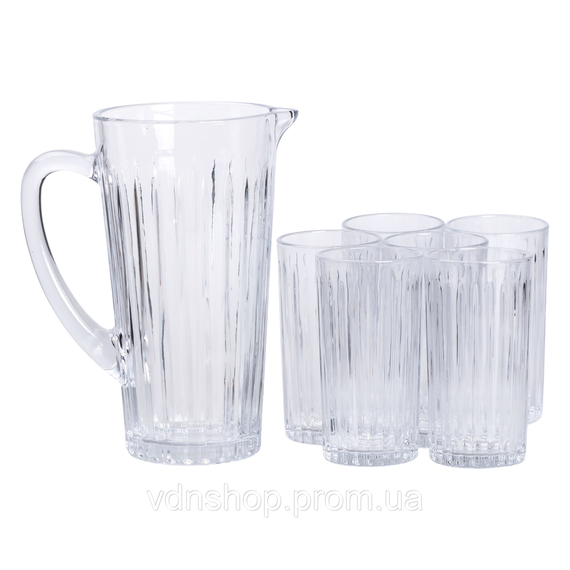 Кувшин 1.2 литра со стаканами 6 штук по 320 мл графин для компота сока воды лимонада HP-19-5 | Зображення 4