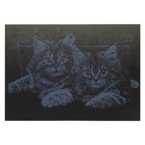 Гравюра А4 "Кошки" ГрА4-13с эконом вариант в пакете 29,7х21 см
