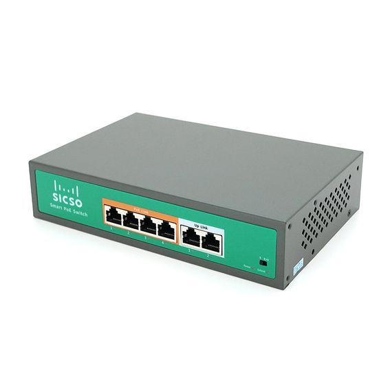 Комутатор POE SICSO 48V з 4 портами POE 100Мбіт + 2порт Ethernet (UP-Link)