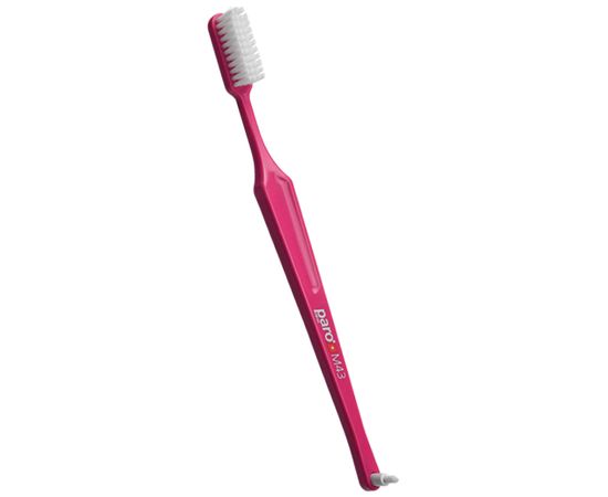 Зубна щітка середньої жорсткості paro® toothbrush M43 з монопучковою насадкою, рожева