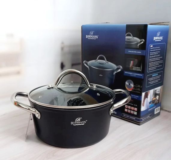 Кастрюля Bohmann BH-1417-24MRB, 4.3 л, 24 см, алюминиевая с крышкой и антипригарным покрытием | Зображення 7