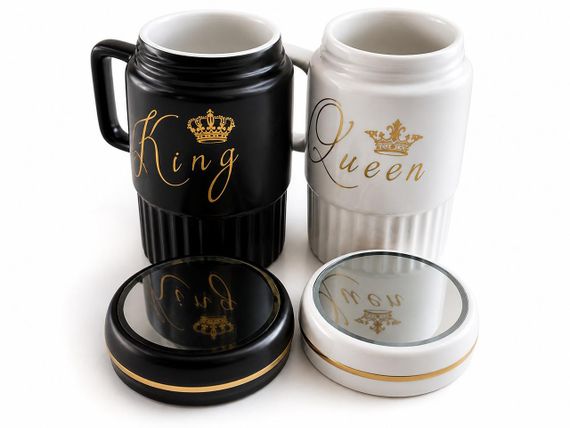 Парні чашки порцелянові King & Queen 450 мл з кришкою