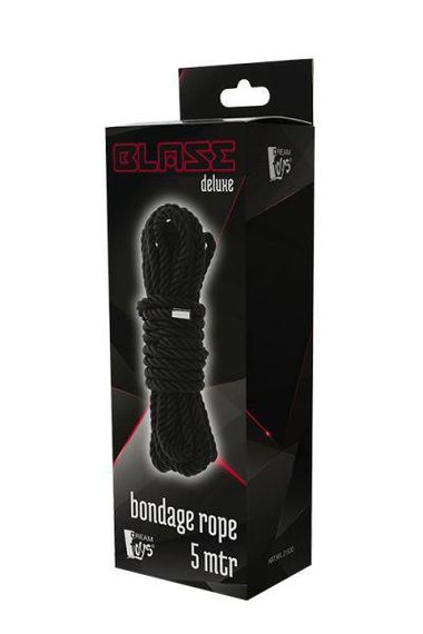 Мотузка для бондажа BLAZE DELUXE BONDAGE ROPE 5M BLACK Sex Aura | Зображення 1