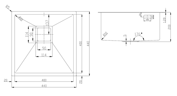 Нержавіюча мийка Fabiano Quadro 44 Celldecor Nano Graphite 8216.401.1703 | Зображення 2