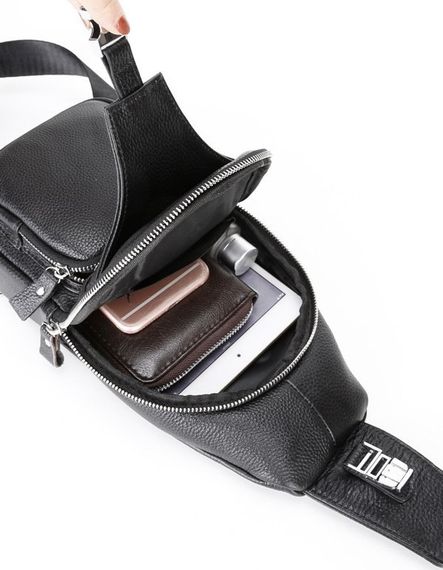 Чоловіча шкіряна сумка-слінг чорна TIDING BAG - MK-96303 | Зображення 4