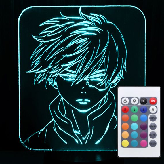 Акриловий світильник-нічник з пультом 16 кольорів Сьото Тодорокі (Todoroki Shoto) tty-n000041